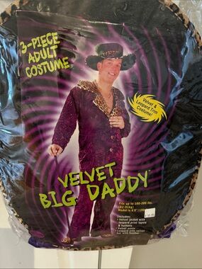 Velvet Big Daddy Adult Costume - Purple with Leopard Trim
